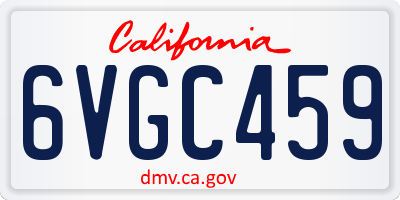 CA license plate 6VGC459