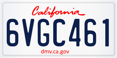 CA license plate 6VGC461