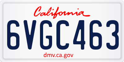 CA license plate 6VGC463