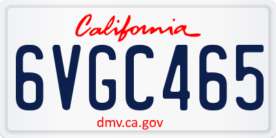 CA license plate 6VGC465