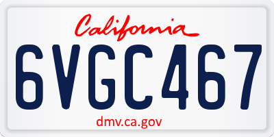 CA license plate 6VGC467