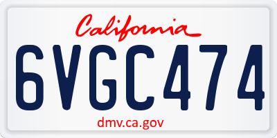 CA license plate 6VGC474