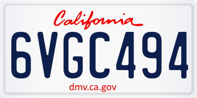 CA license plate 6VGC494