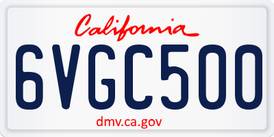 CA license plate 6VGC500