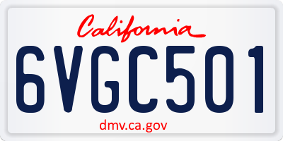 CA license plate 6VGC501