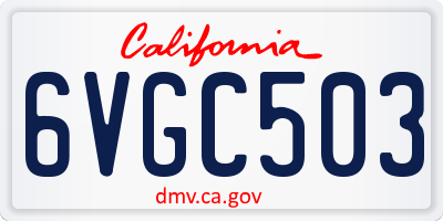 CA license plate 6VGC503