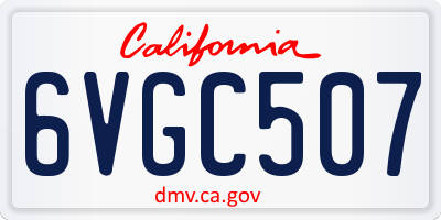 CA license plate 6VGC507