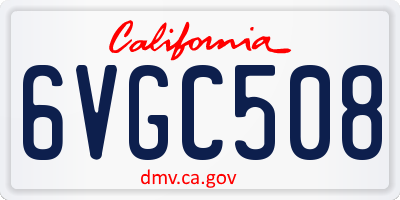 CA license plate 6VGC508