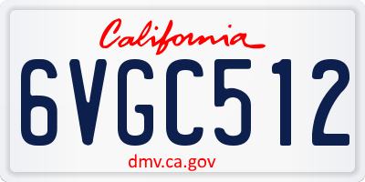 CA license plate 6VGC512