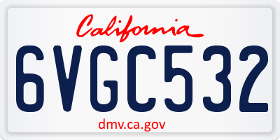 CA license plate 6VGC532