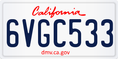 CA license plate 6VGC533