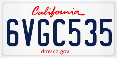 CA license plate 6VGC535