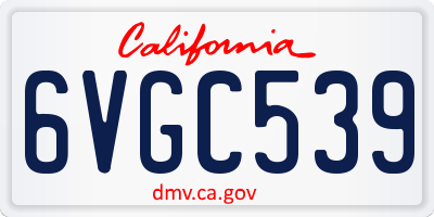 CA license plate 6VGC539