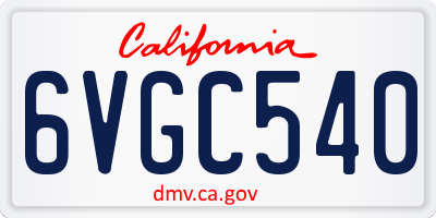 CA license plate 6VGC540