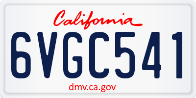 CA license plate 6VGC541