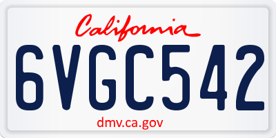 CA license plate 6VGC542