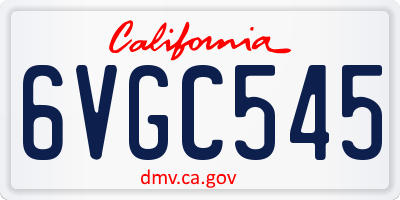 CA license plate 6VGC545