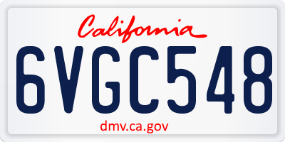 CA license plate 6VGC548