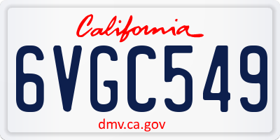CA license plate 6VGC549