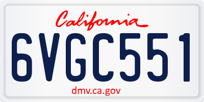 CA license plate 6VGC551