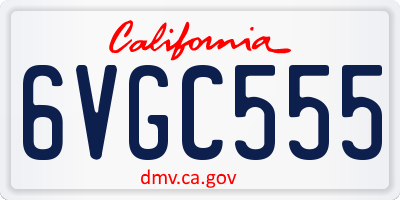 CA license plate 6VGC555