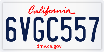 CA license plate 6VGC557