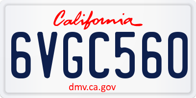 CA license plate 6VGC560