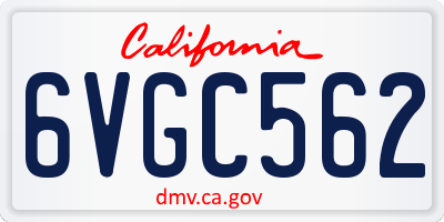 CA license plate 6VGC562