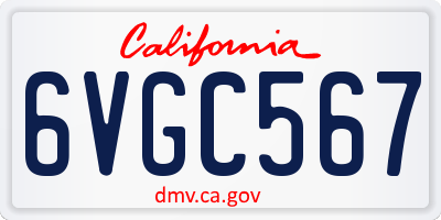CA license plate 6VGC567
