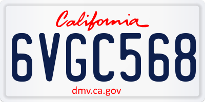 CA license plate 6VGC568
