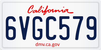 CA license plate 6VGC579