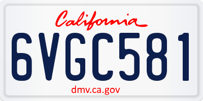 CA license plate 6VGC581