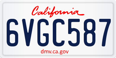 CA license plate 6VGC587