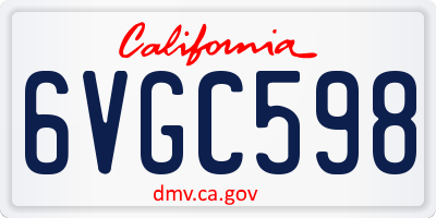 CA license plate 6VGC598