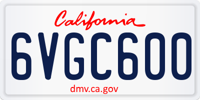 CA license plate 6VGC600