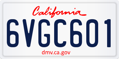 CA license plate 6VGC601