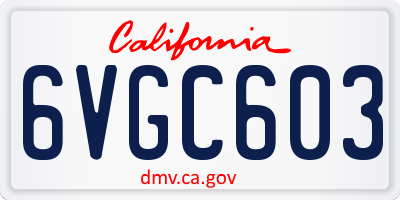 CA license plate 6VGC603