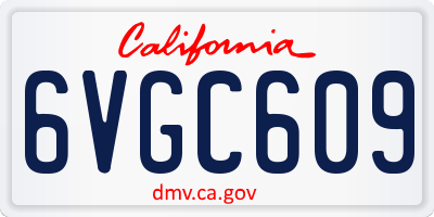 CA license plate 6VGC609