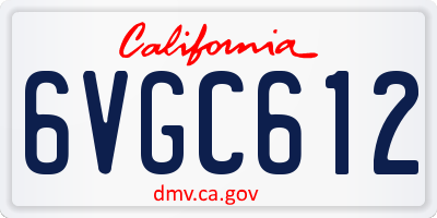 CA license plate 6VGC612