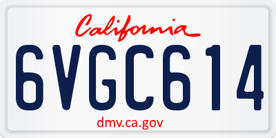 CA license plate 6VGC614