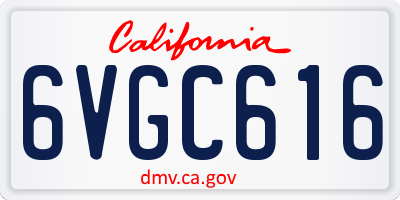 CA license plate 6VGC616