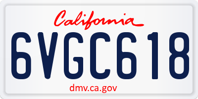 CA license plate 6VGC618