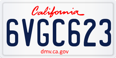 CA license plate 6VGC623