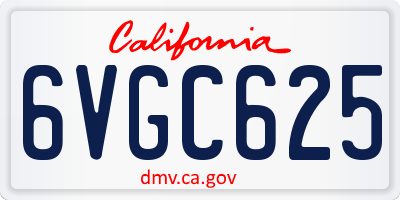 CA license plate 6VGC625