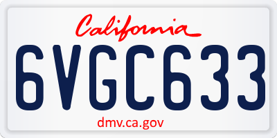 CA license plate 6VGC633
