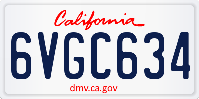 CA license plate 6VGC634