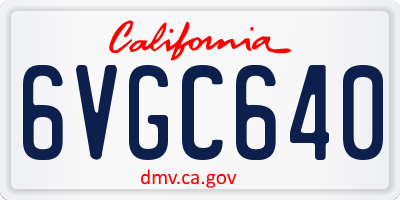 CA license plate 6VGC640