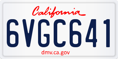 CA license plate 6VGC641