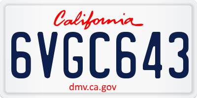 CA license plate 6VGC643