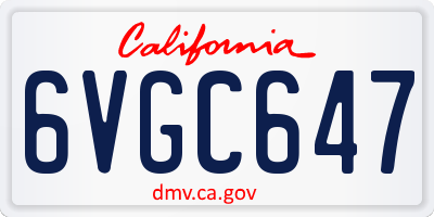 CA license plate 6VGC647